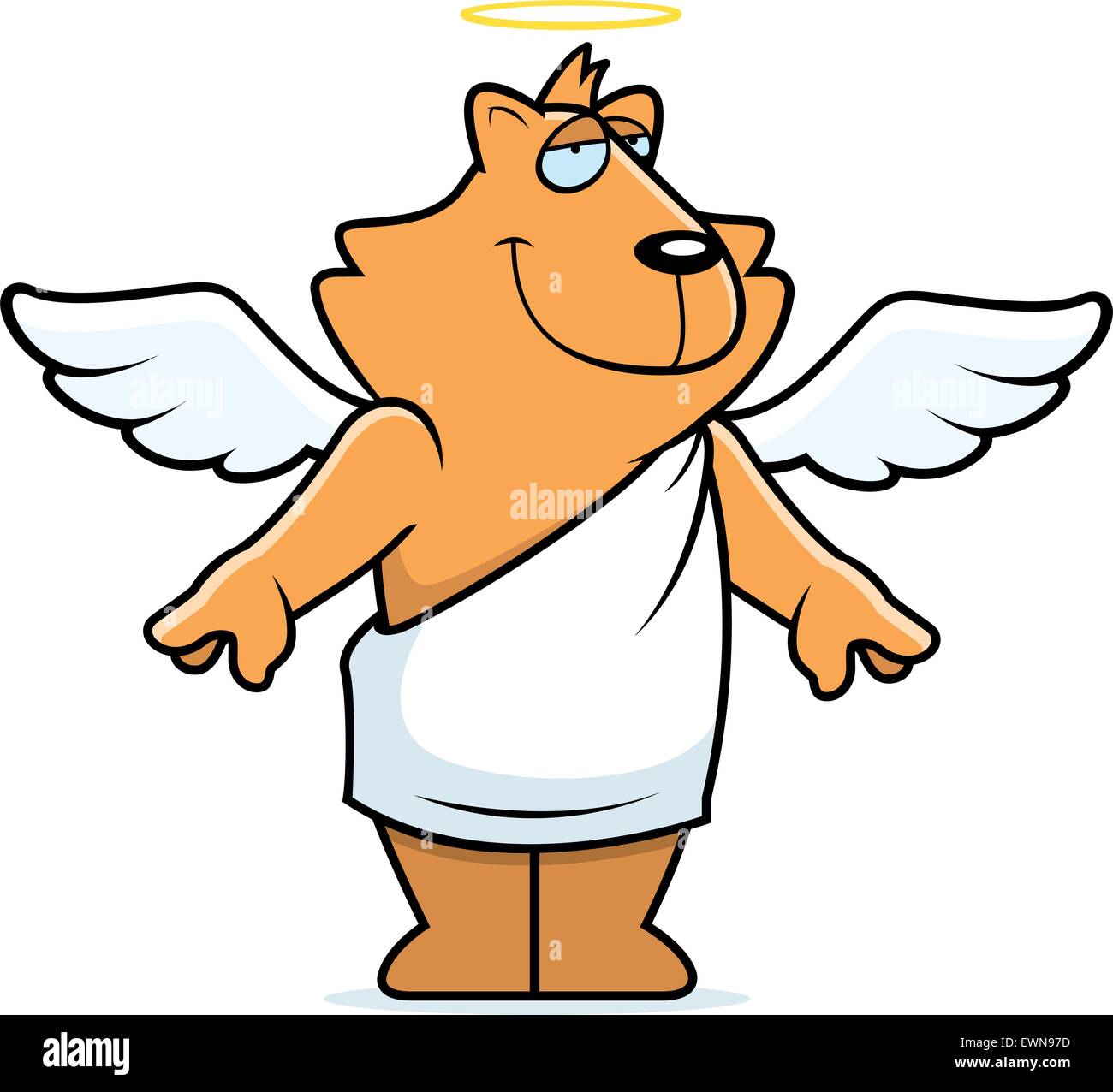A cartoon cat with angel wings and halo. Stock Vector