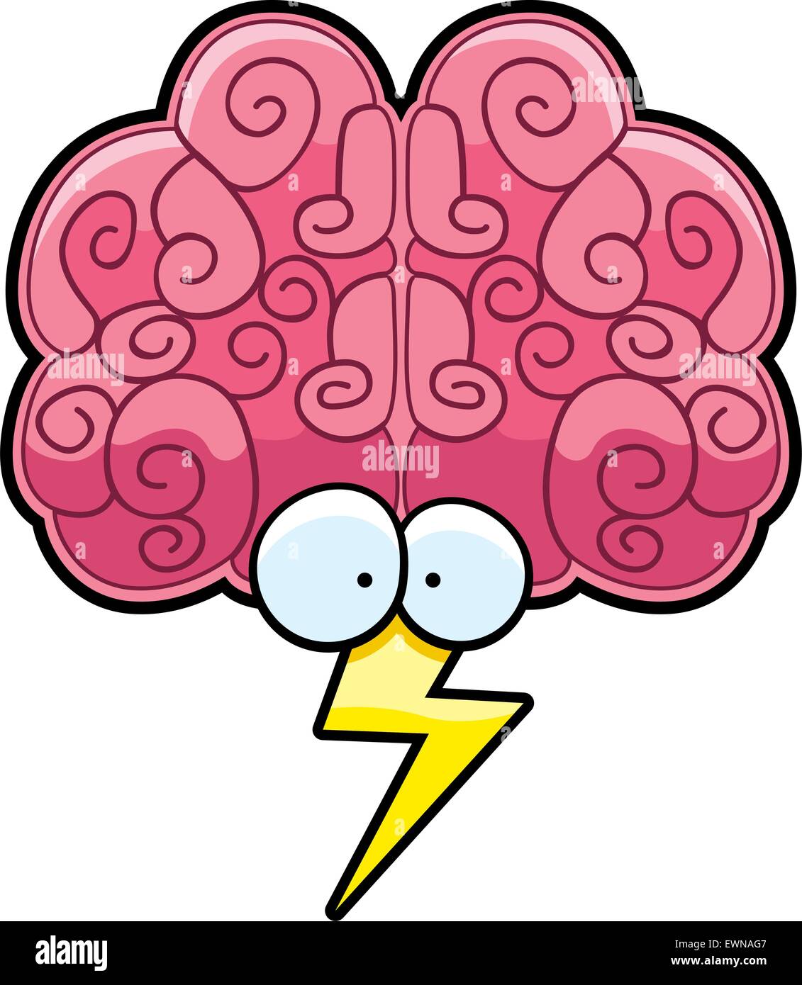 A cartoon brain with eyes and a lightning bolt Stock Vector Image & Art