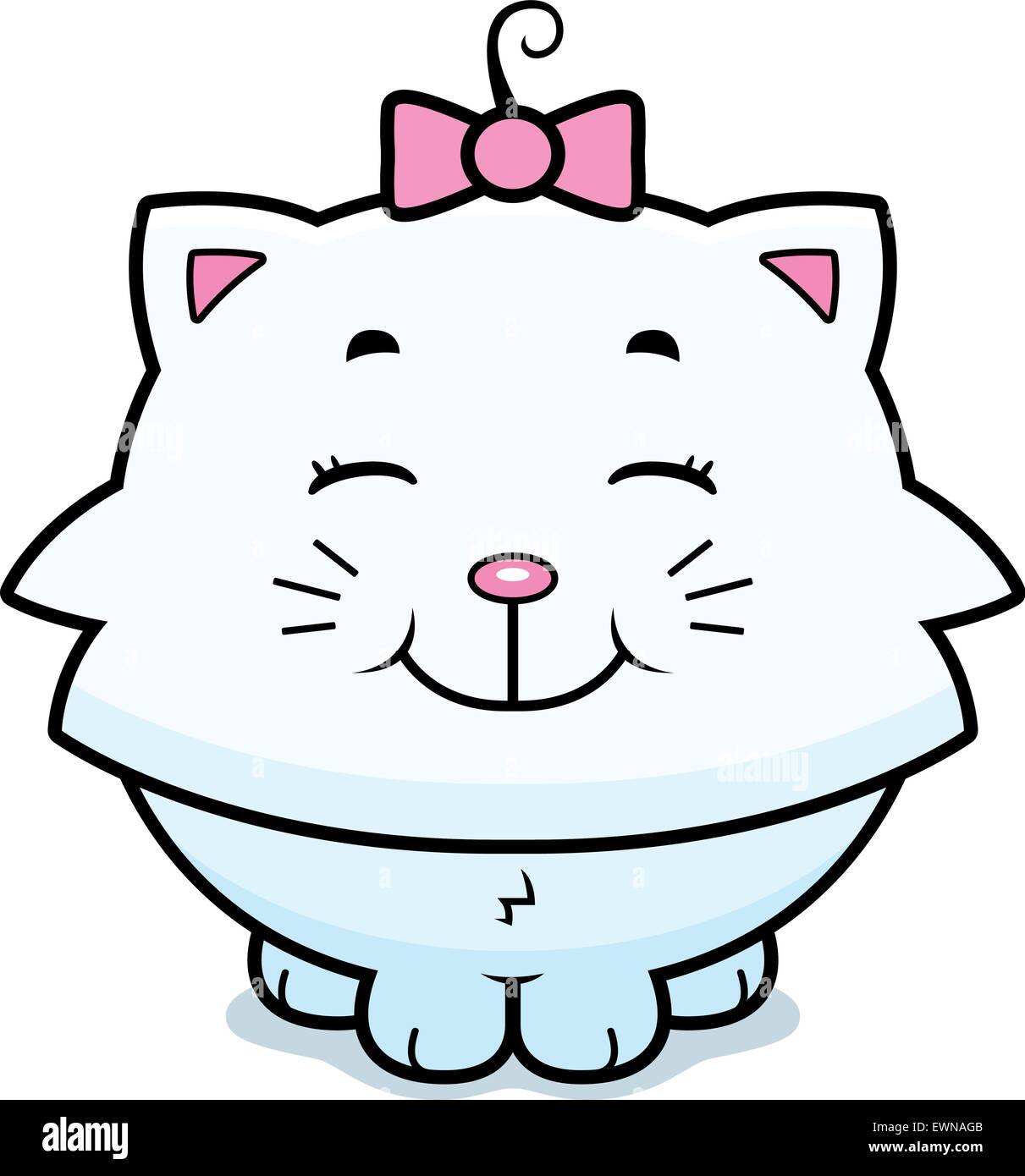 A happy cartoon girl cat standing and smiling. Stock Vector