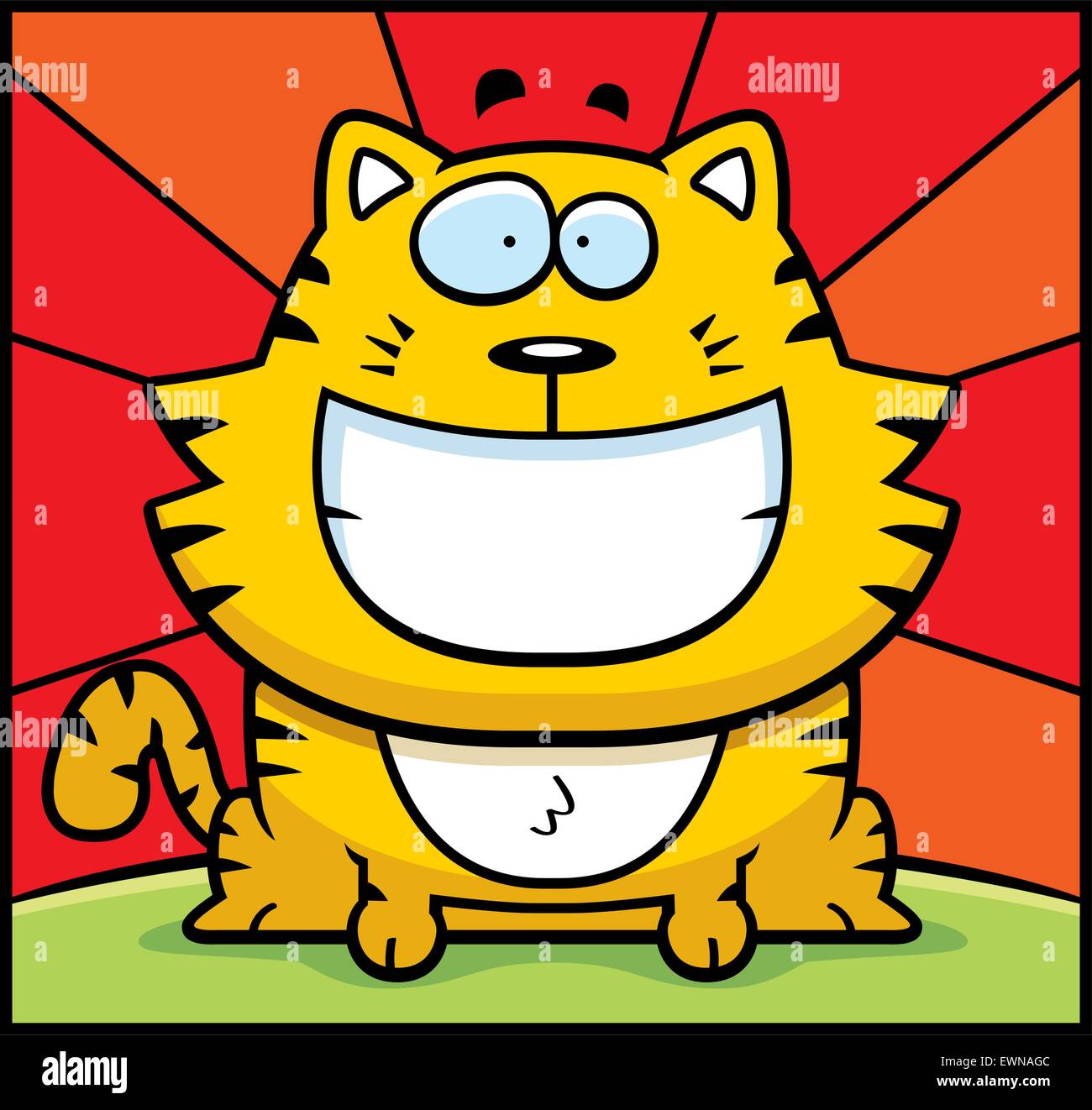 A happy cartoon cat sitting and smiling. Stock Vector