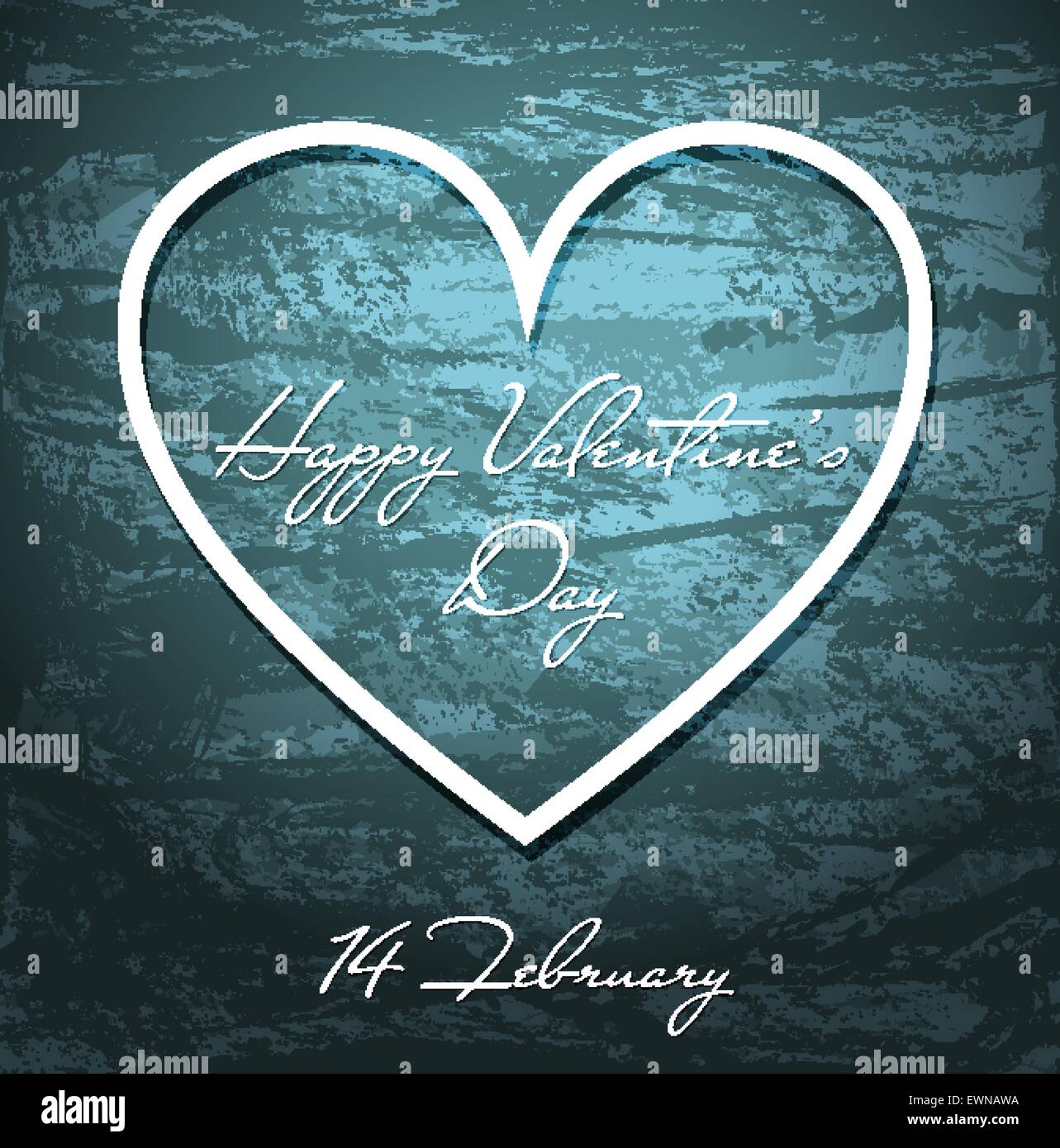 Valentines Day blue grunge background with white heart. Vector eps10 ...