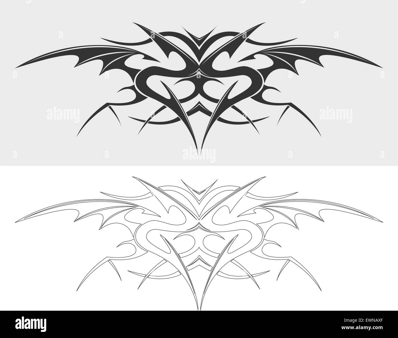 Dragon tattoo silhouette. Vector illustration. Stock Vector