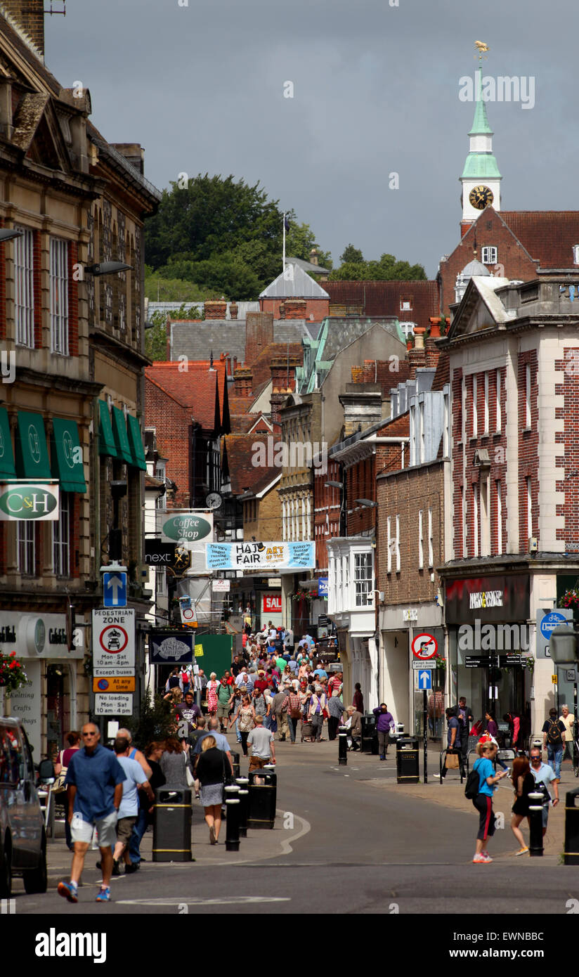 Winchester high street in the city centre, Hampshire, England Stock Photo