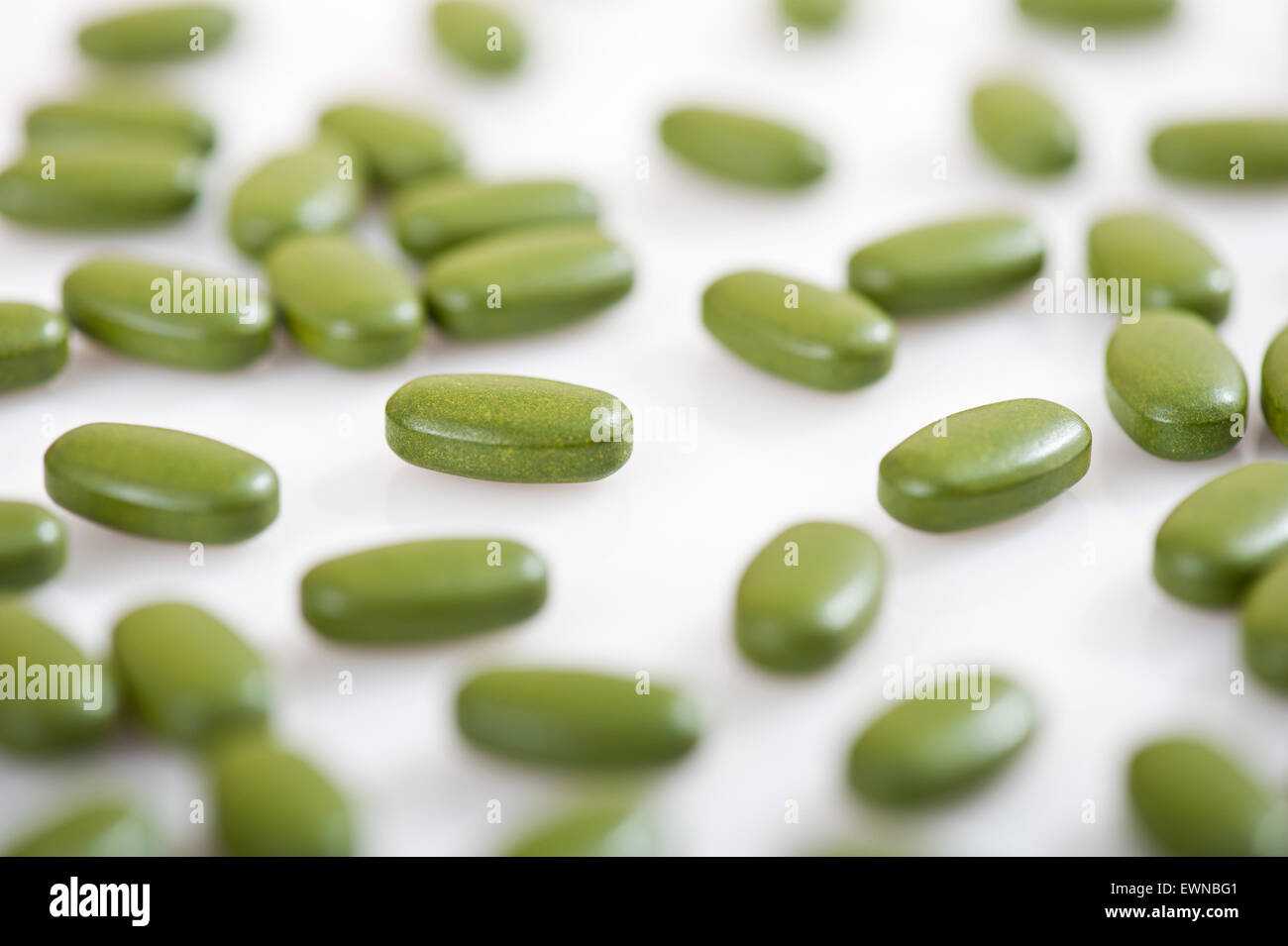 Green Tablets macro studio photo Stock Photo