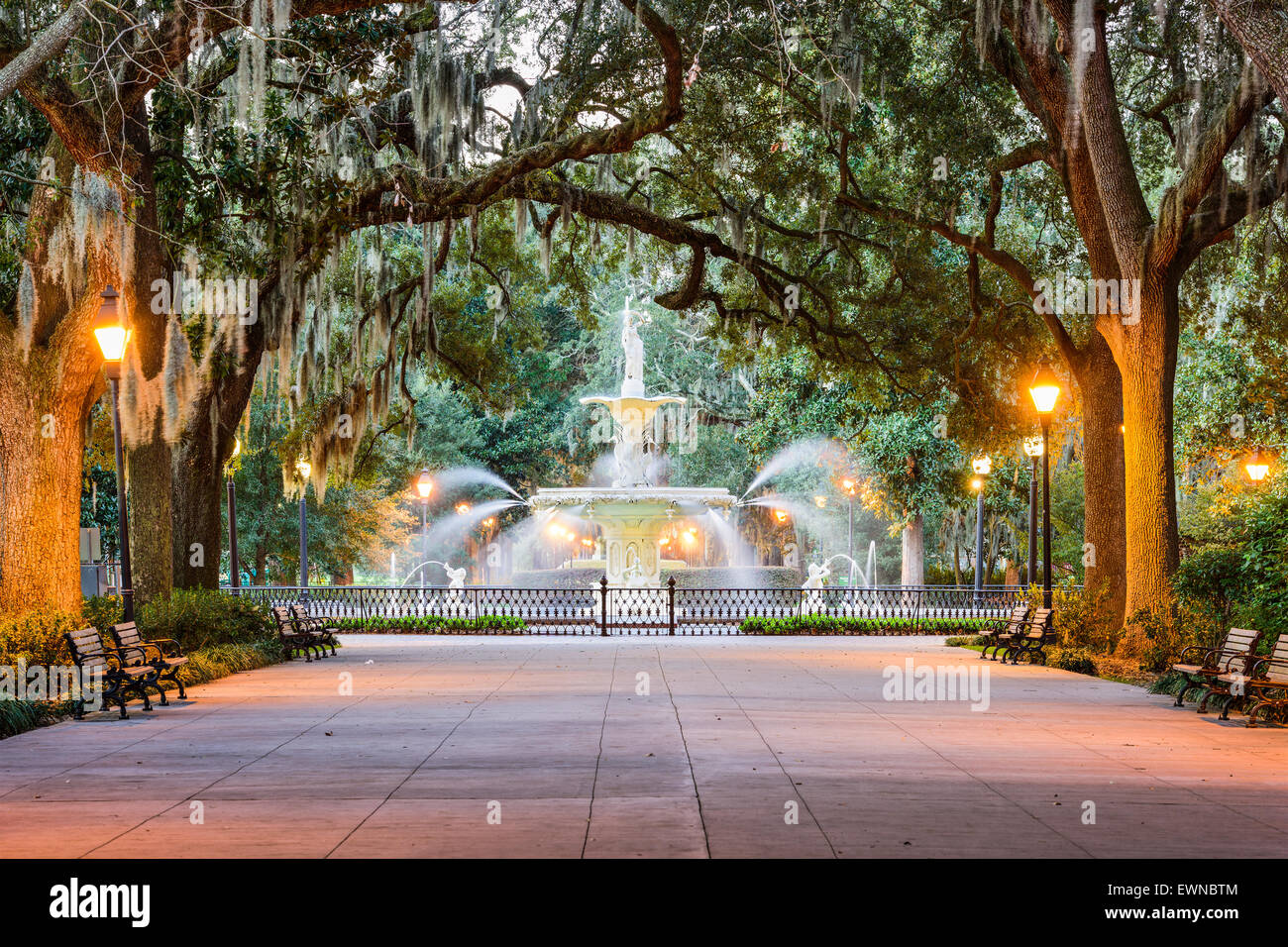 Savannah, Georgia, USA at Forsyth Park Fountain. Stock Photo
