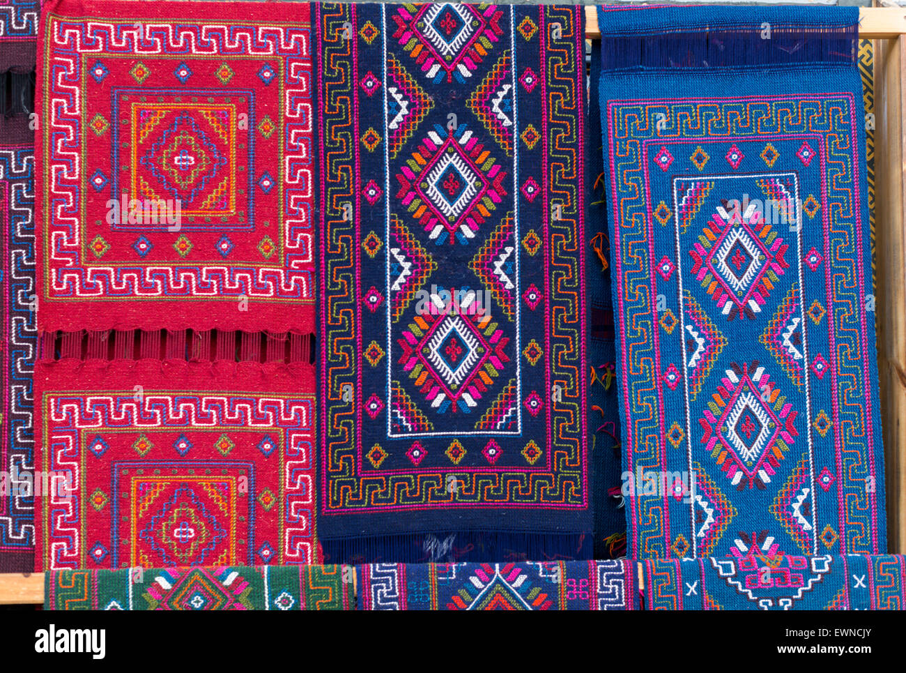 Handwoven textiles, Bumthang, Bhutan Stock Photo