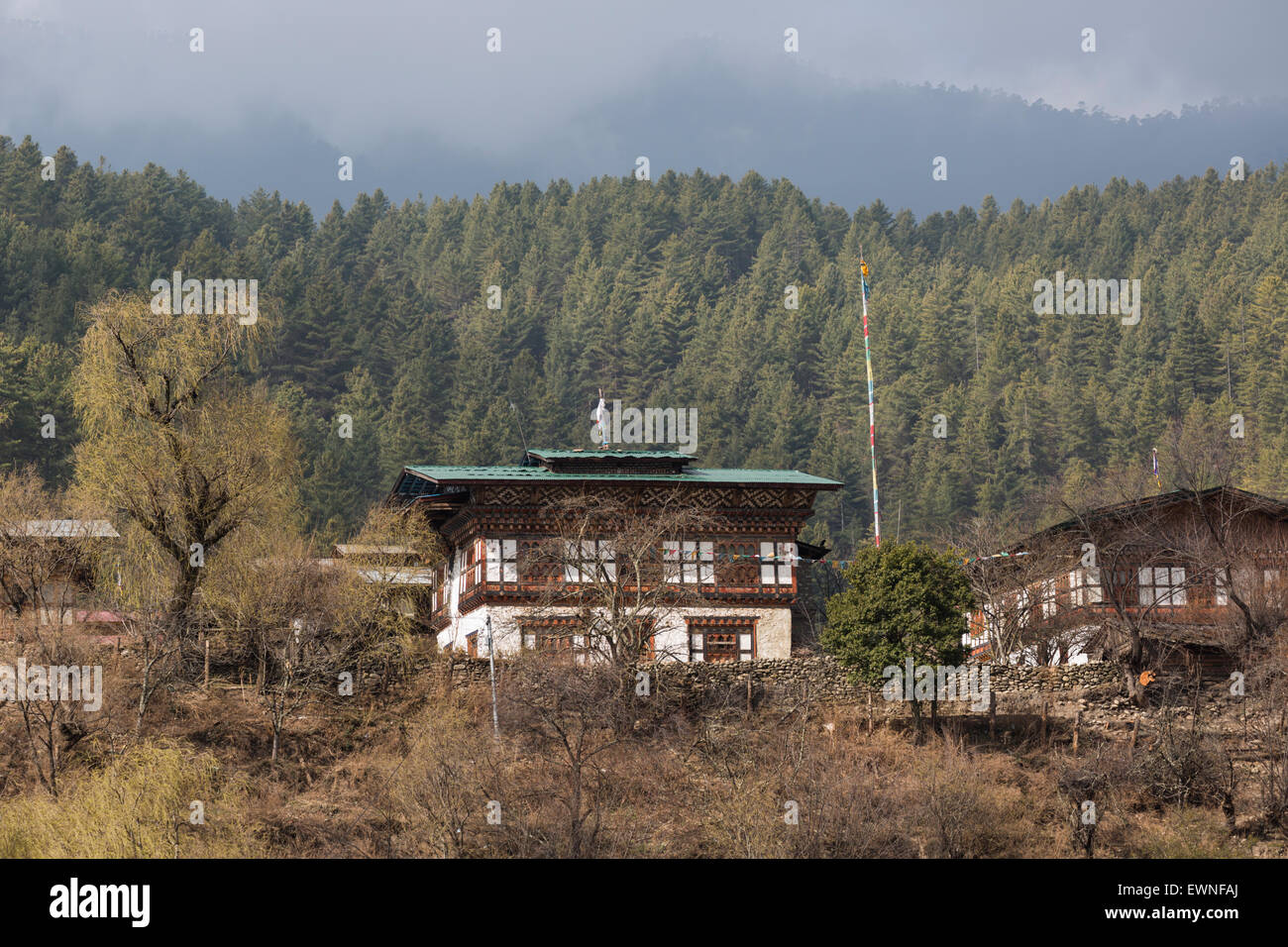 Traditional Bhutanese house, Jakar, Bumthang, Bhutan Stock Photo Alamy