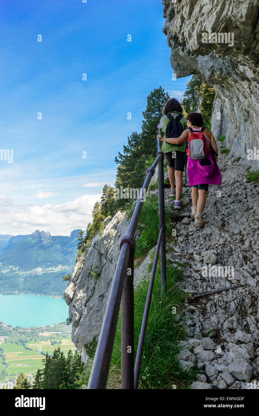 Two women hikers walking in the french mountains Stock Photo - Alamy