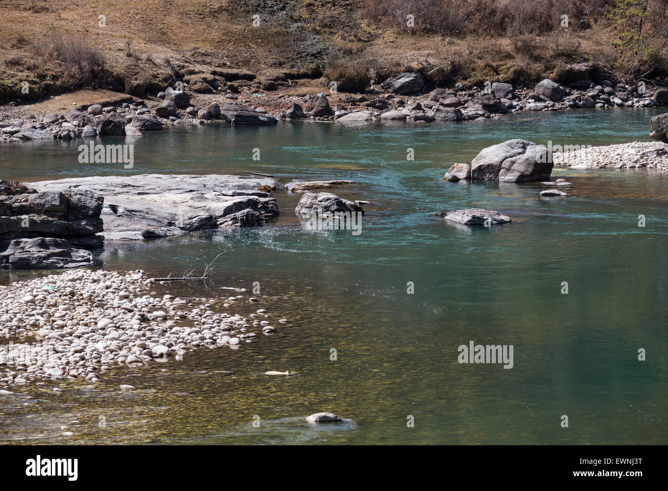 Bumthang Chu river, Jakar, Bumthang, Bhutan Stock Photo Alamy