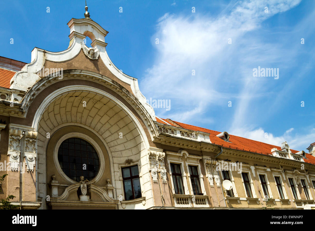 Romanian facade in Oradea city Stock Photo