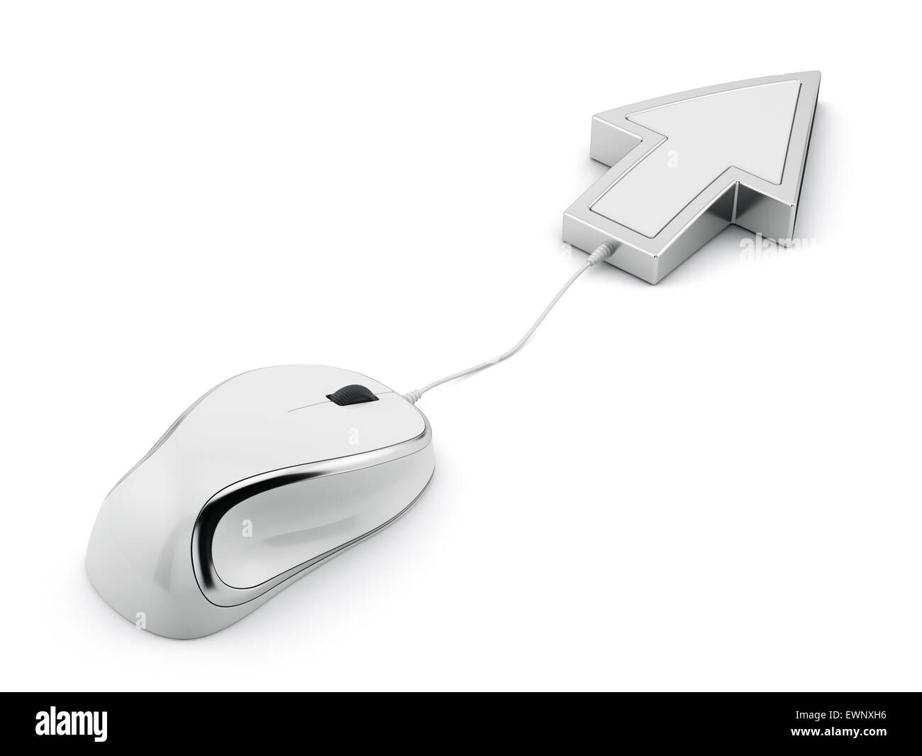 Computer mouse with arrow cursor. 3d illustration isolated on background white background Stock Photo