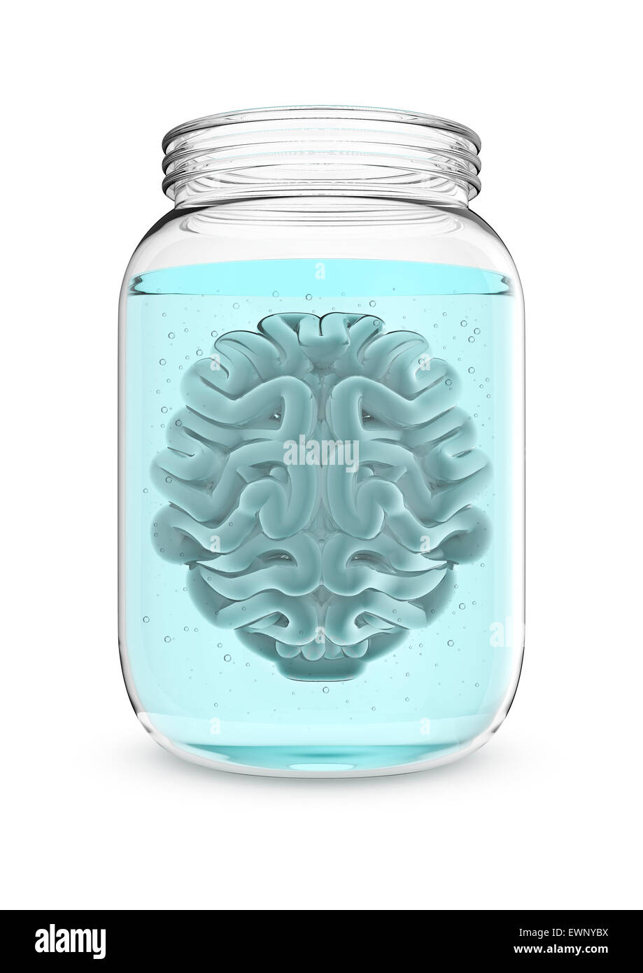 Brain jar, 3D render of human brain in glass jar Stock Photo - Alamy