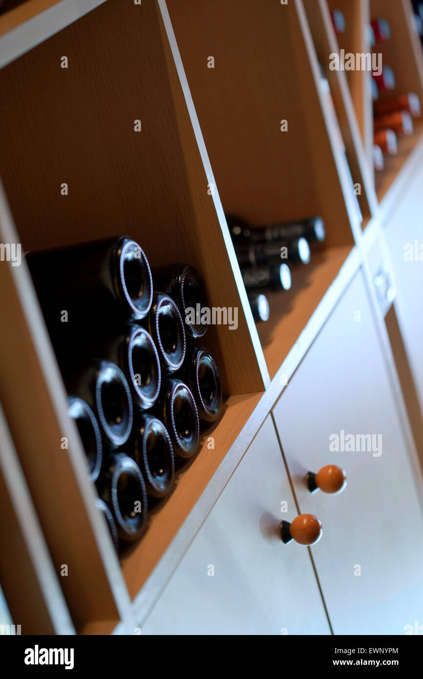 Bottles of red wine in a winery Stock Photo - Alamy