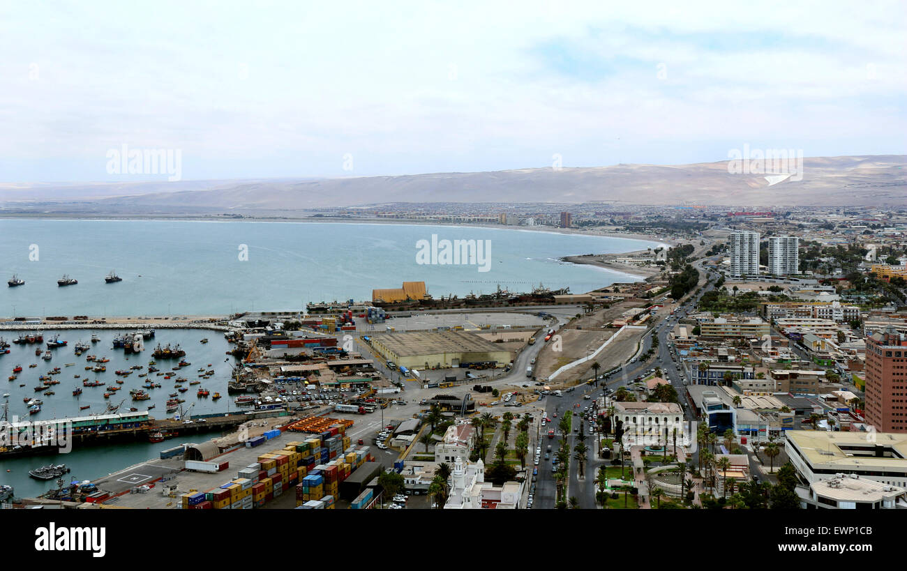 A view of the city and harbor of Arica, Chile Stock Photo