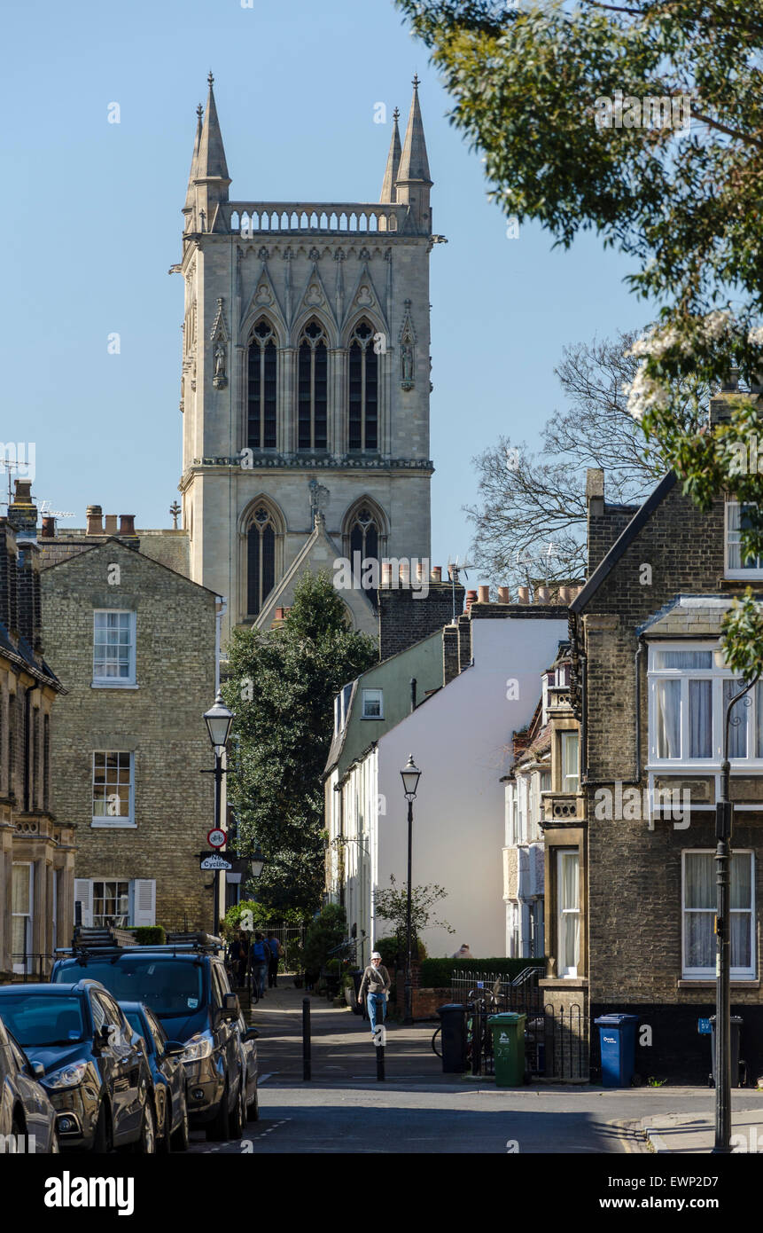 View of Portugal Place with St John's College Chapel in the background, Cambridge, UK Stock Photo