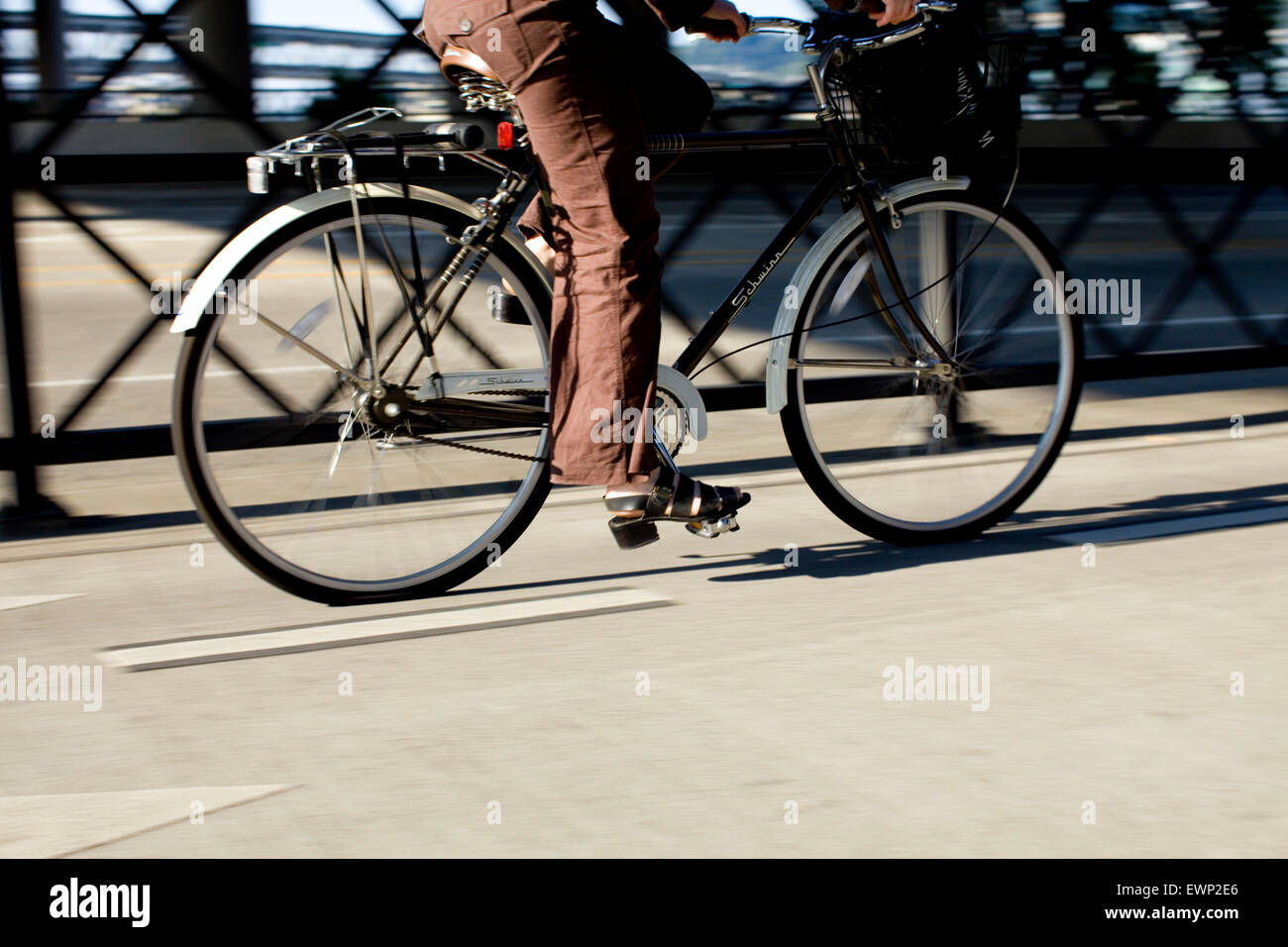 Abstract image of bike commuter in action Stock Photo