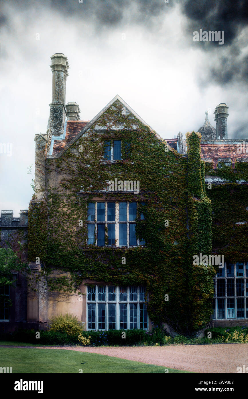 an old mansion, overgrown with ivy Stock Photo Alamy