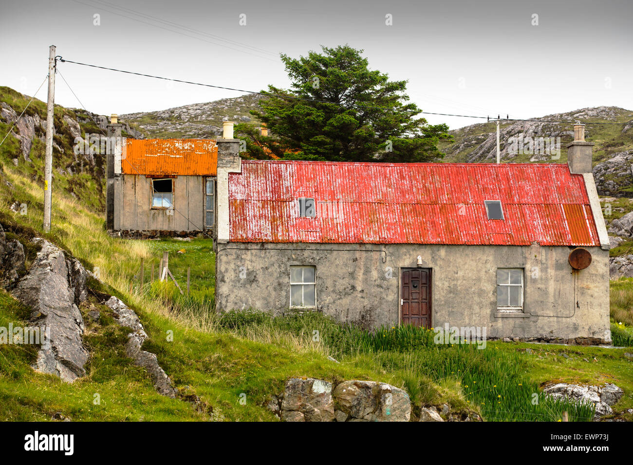 Abandoned old croft house on the Golden Road on the East side of the