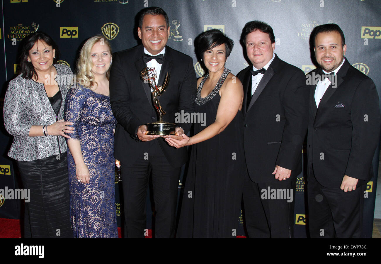 The 42nd Annual Daytime Emmy Awards at Warner Bros. Studios - Press Room  Featuring: Cast of the Spanish Telemundo show 'Un Nuevo Dia' Where: Los Angeles, California, United States When: 26 Apr 2015 Stock Photo