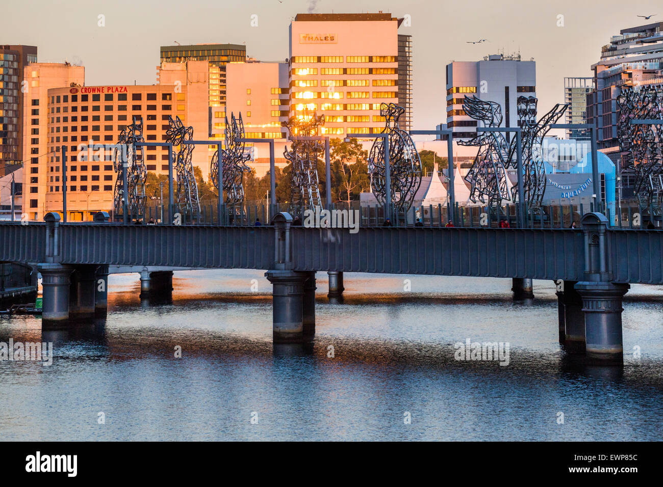 The Travelers Sculptures, Sandridge Bridge, Melbourne, Australia Stock