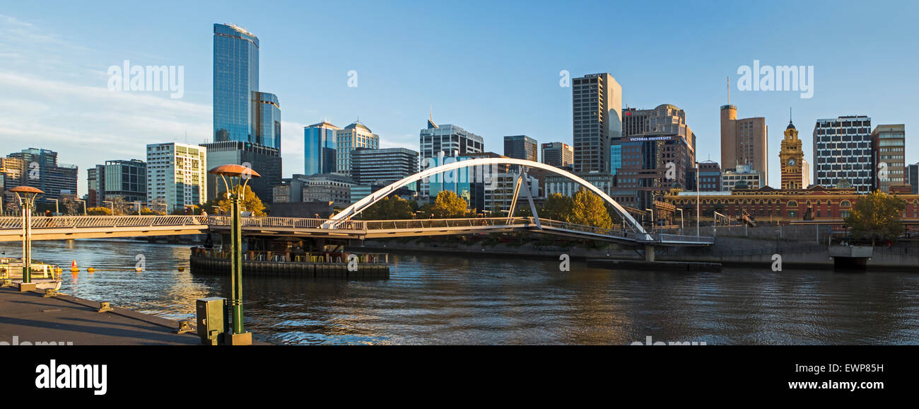Southbank footbridge, Melbourne, Australia, panorama Stock Photo