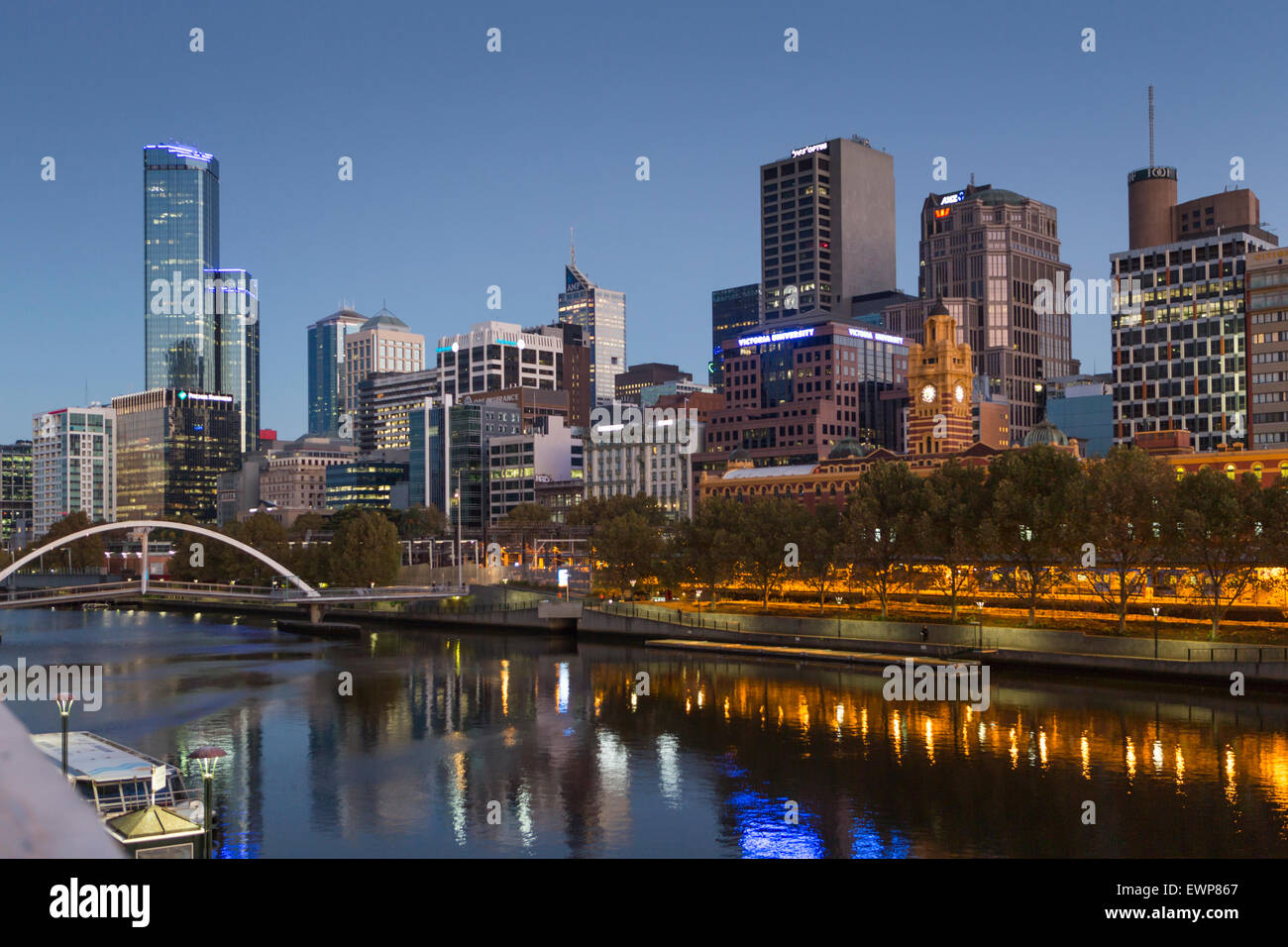 Skyline at night, Melbourne, Australia Stock Photo