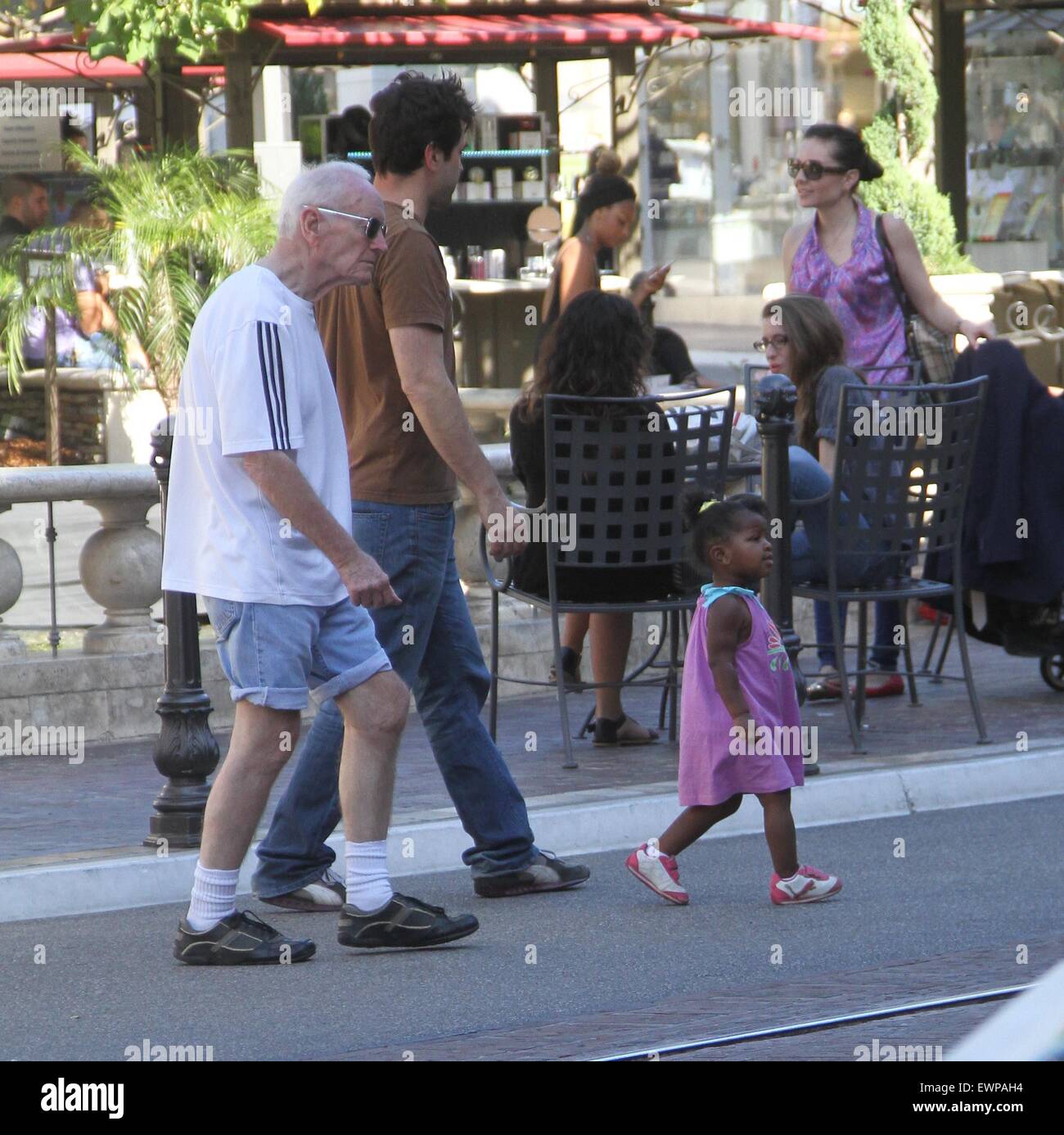 Ron Livingston takes his film actress wife Rosemarie DeWitt and their  adopted daughter Gracie James shopping at The Grove in Hollywood Featuring:  Ron Livingston, Gracie James Livingston Where: Los Angeles, California,  United