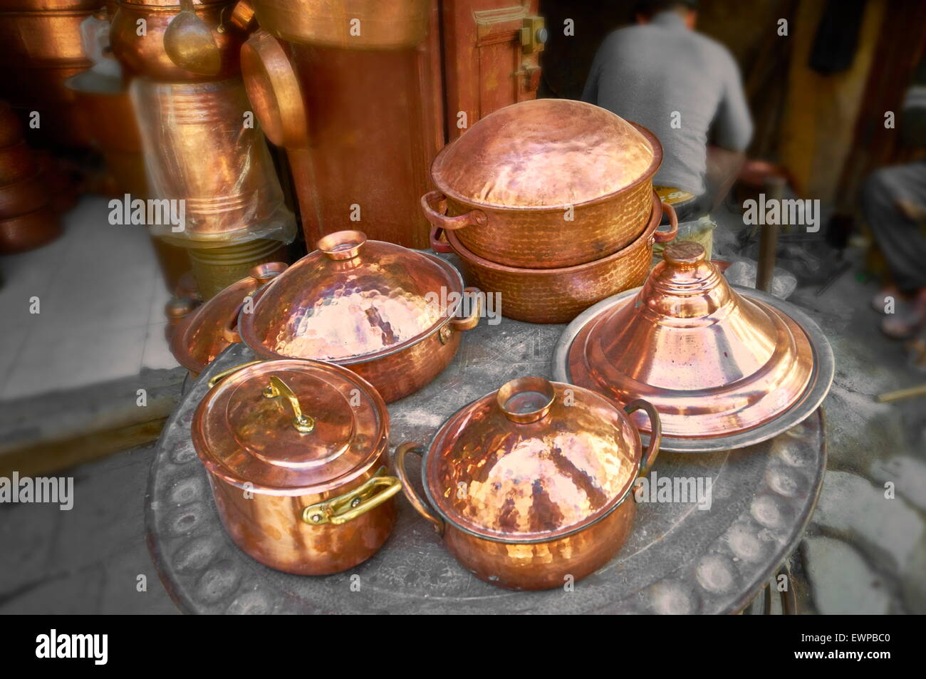 Fez Medina - Metalworkers workshops in the Place el Seffarine, Morocco, Africa Stock Photo