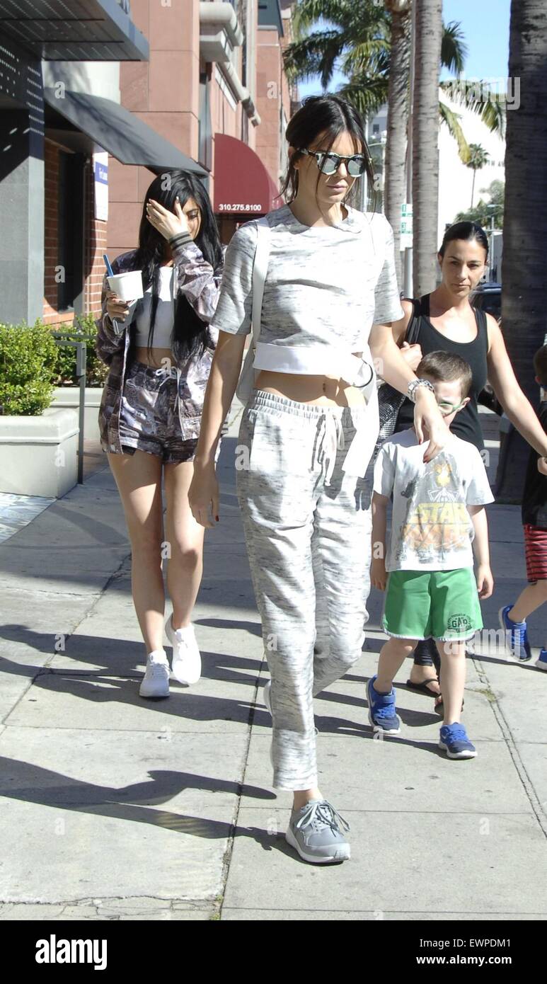 Kendall Jenner and Kylie Jenner go for a quick yogurt run in Beverly