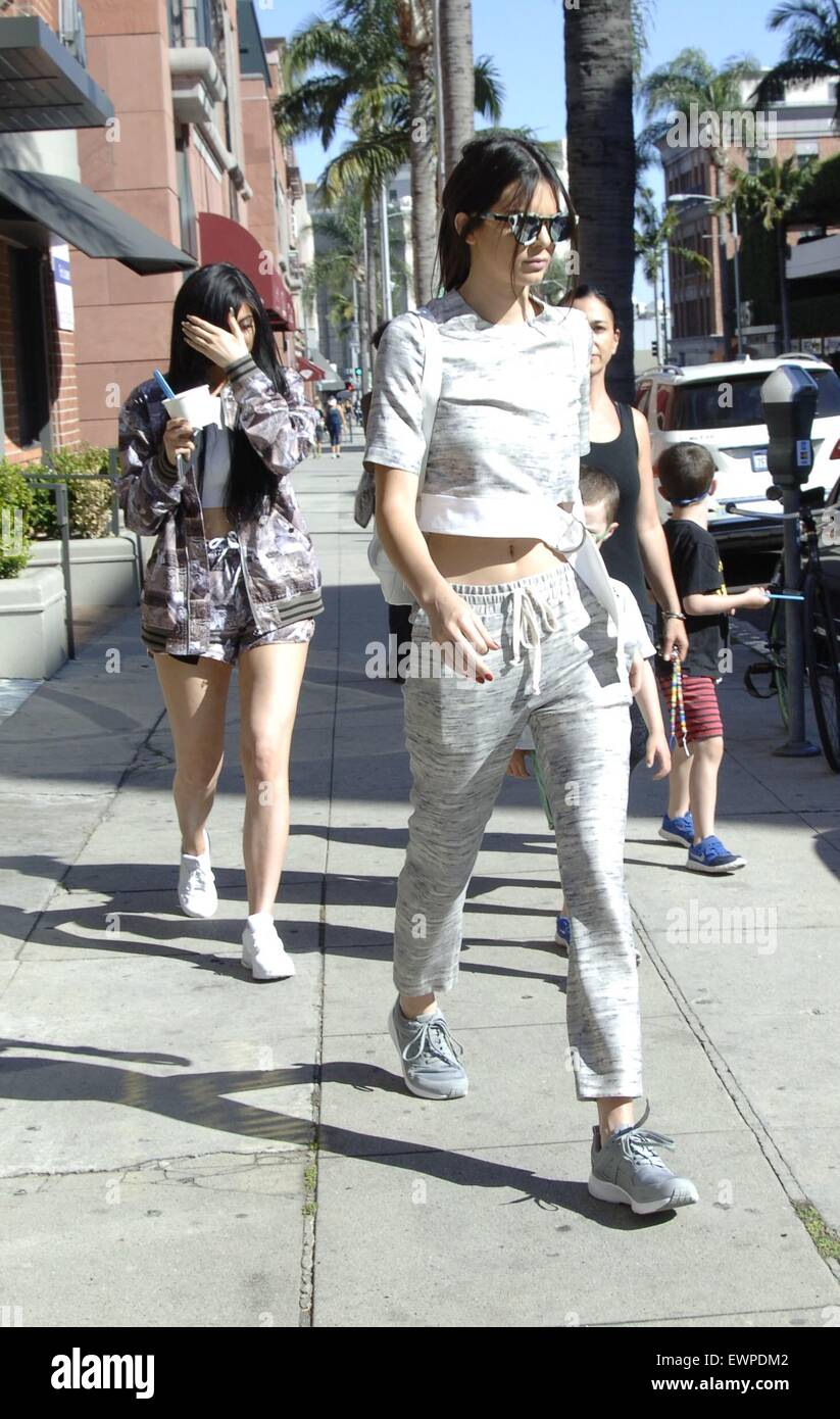 Kendall Jenner and Kylie Jenner go for a quick yogurt run in Beverly