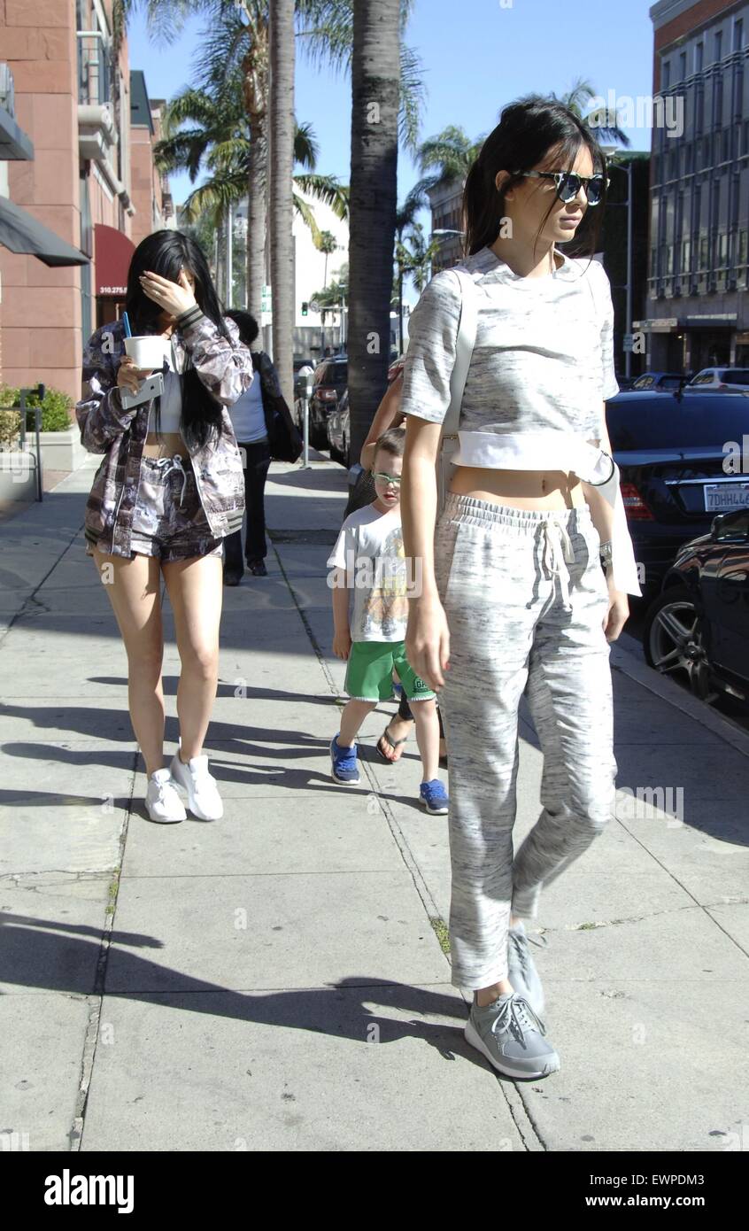 Kendall Jenner and Kylie Jenner go for a quick yogurt run in Beverly