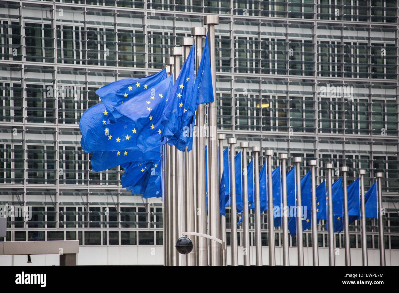 European Commission building and flags, Brussels, Belgium Stock Photo