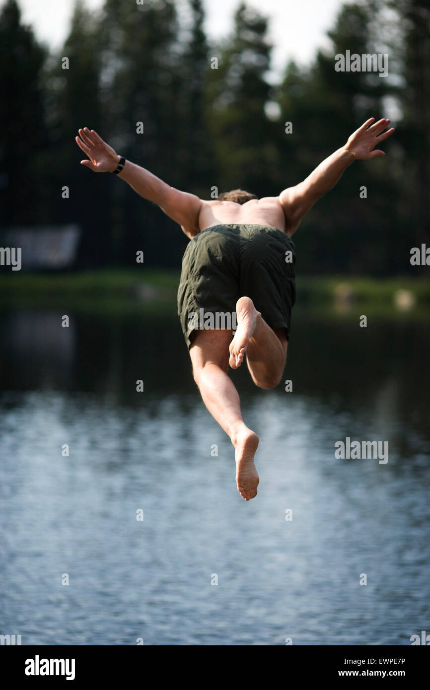 man diving into lake Stock Photo Alamy