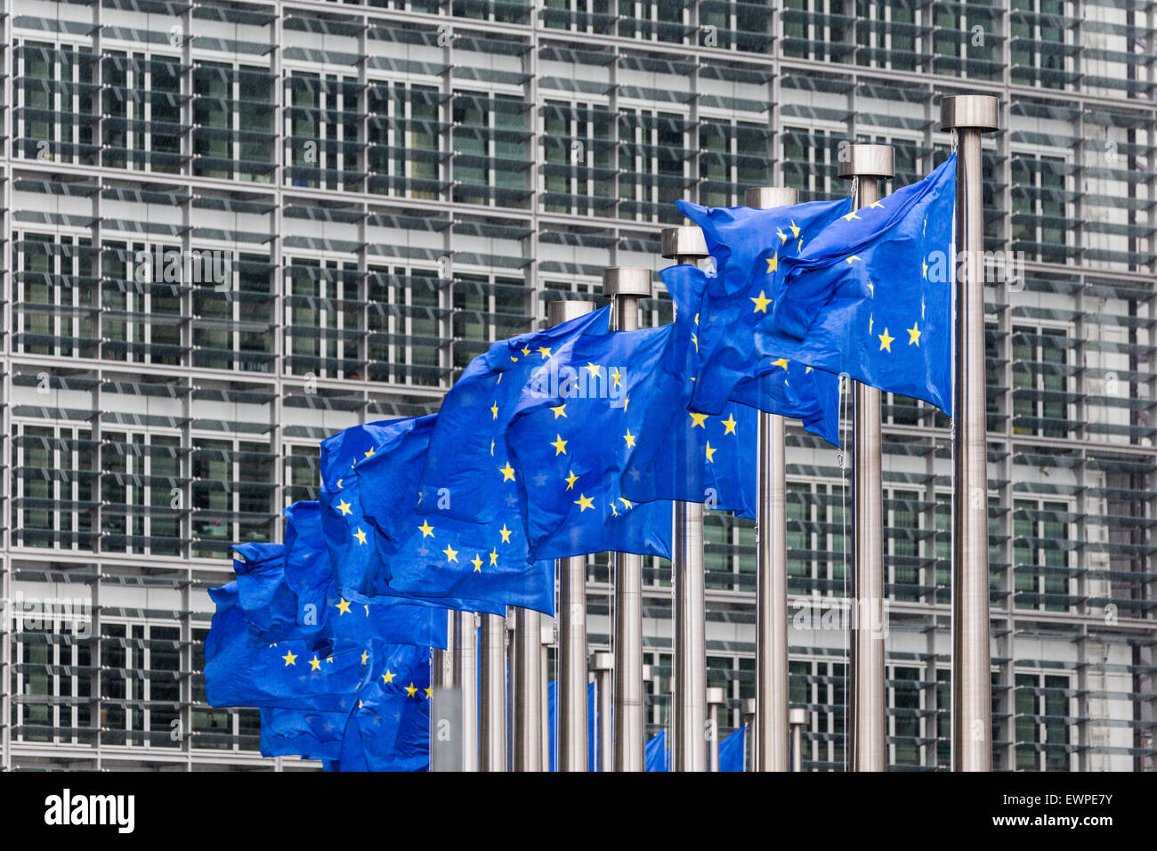 European Commission building and flags, Brussels, Belgium Stock Photo