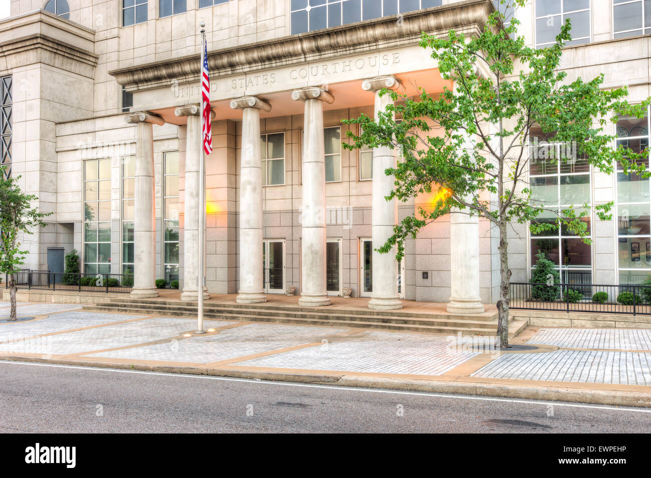 Front entrance to the US District Courthouse for the Western District of Tennessee in Jackson, Tennessee. Stock Photo