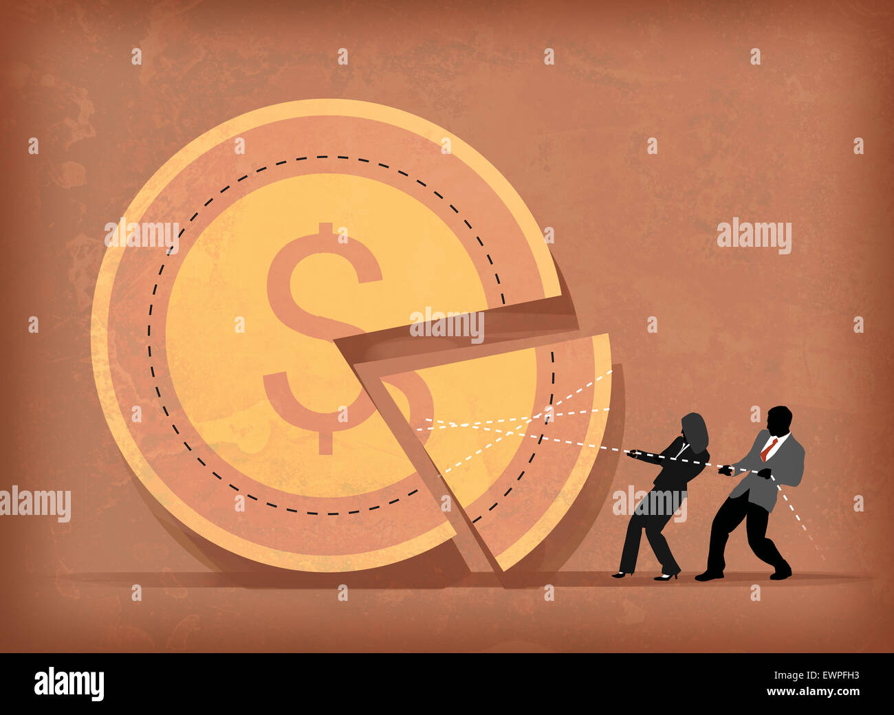 Illustrative representation of business people sharing incentive Stock Photo