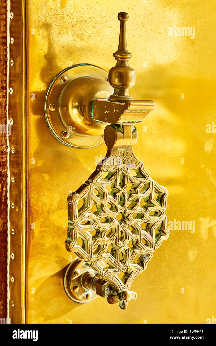 Decorative door knocker at the Royal Palace, Fez, Morocco, Africa Stock Photo