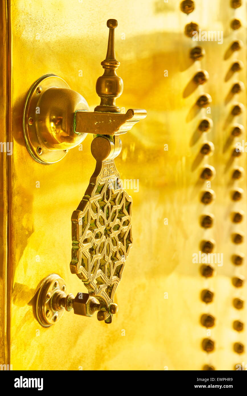 Fez Medina - decorative door knocker at the Royal Palace. Detail. Morocco, Africa Stock Photo
