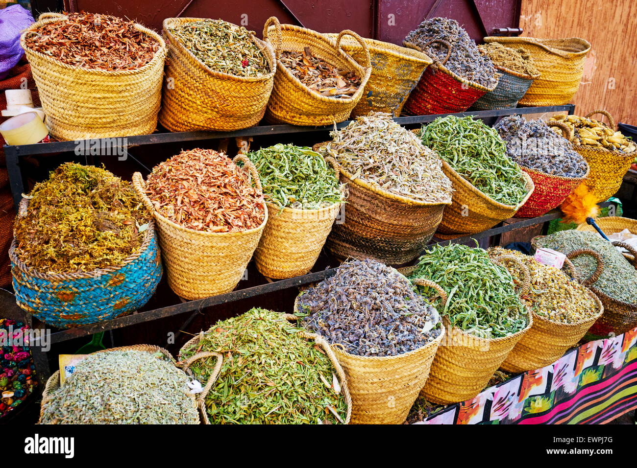 Traditional local herbs and spices, Morocco, Africa Stock Photo