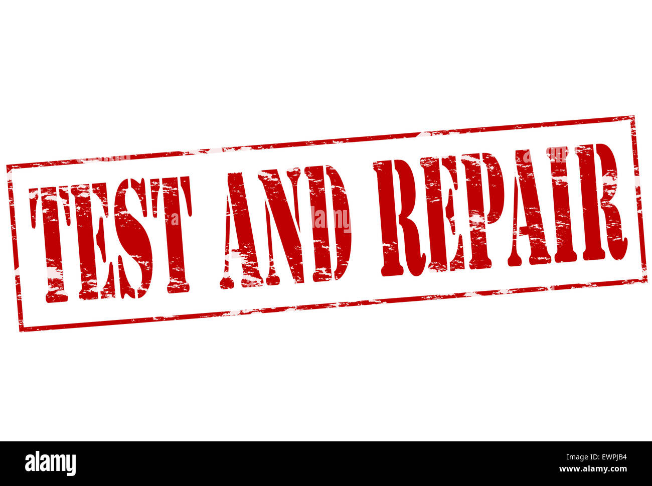 Rubber stamp with text test and repair inside, illustration Stock Photo ...