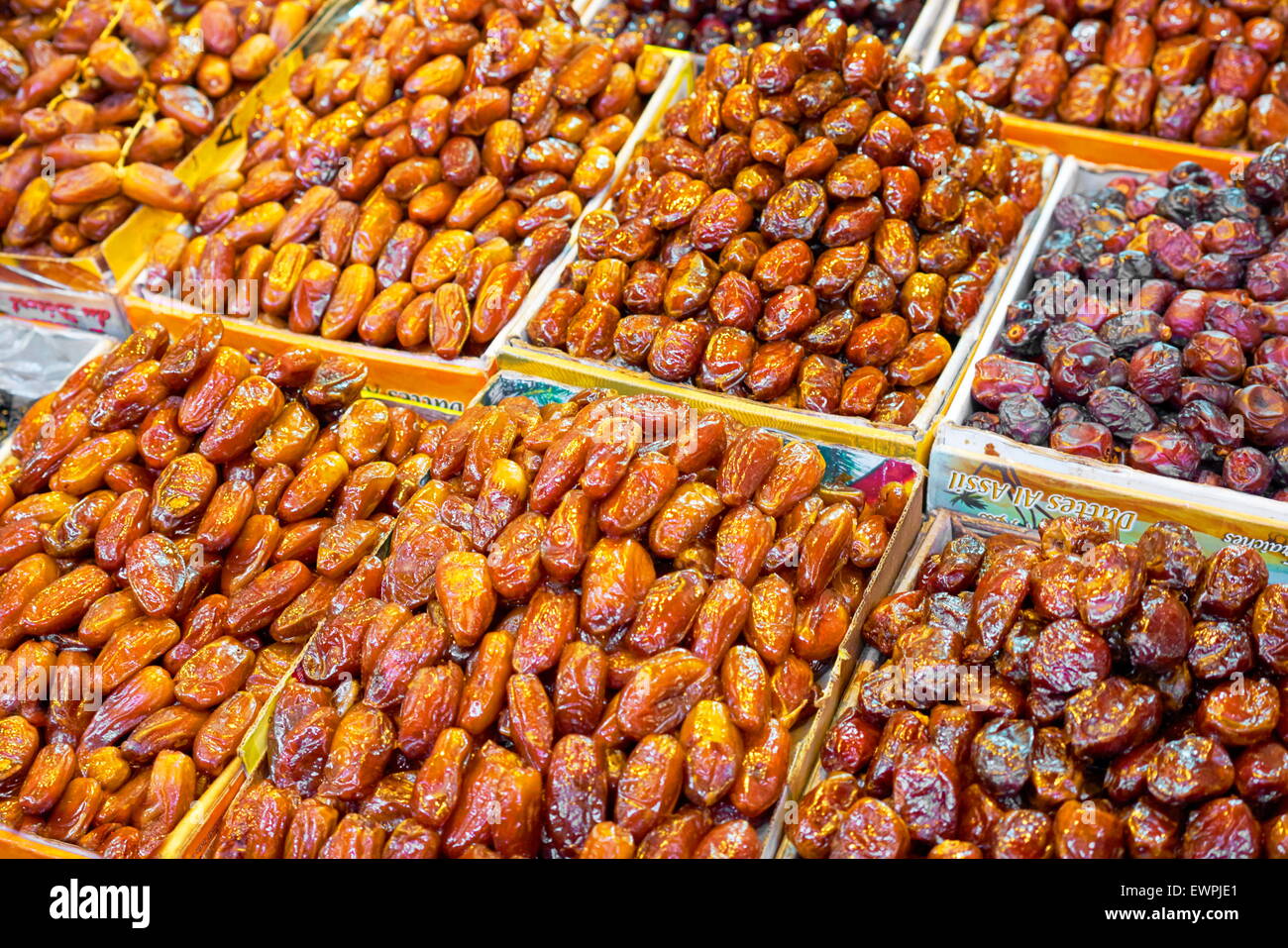Dates for sale in the souk, Marrakesh. Morocco Stock Photo