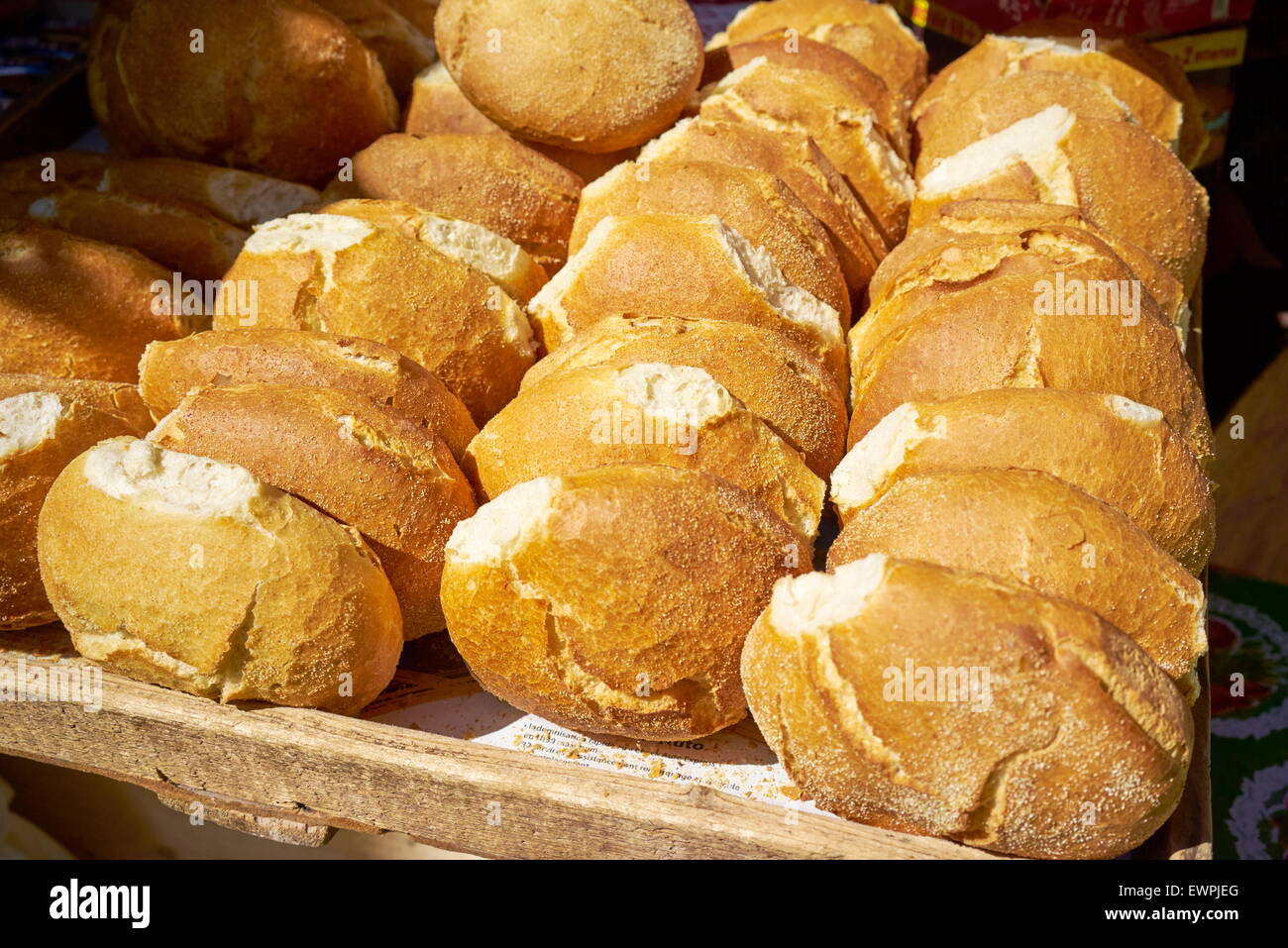 Fresh bread for sale in the souk, Fez. Morocco Stock Photo
