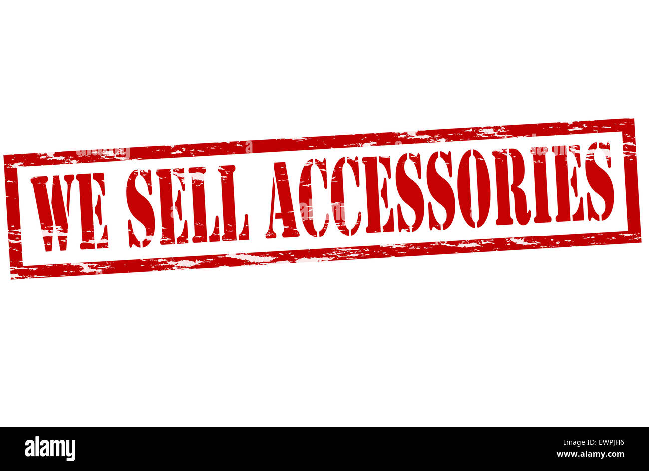 Rubber stamp with text we sell accessories inside, illustration Stock