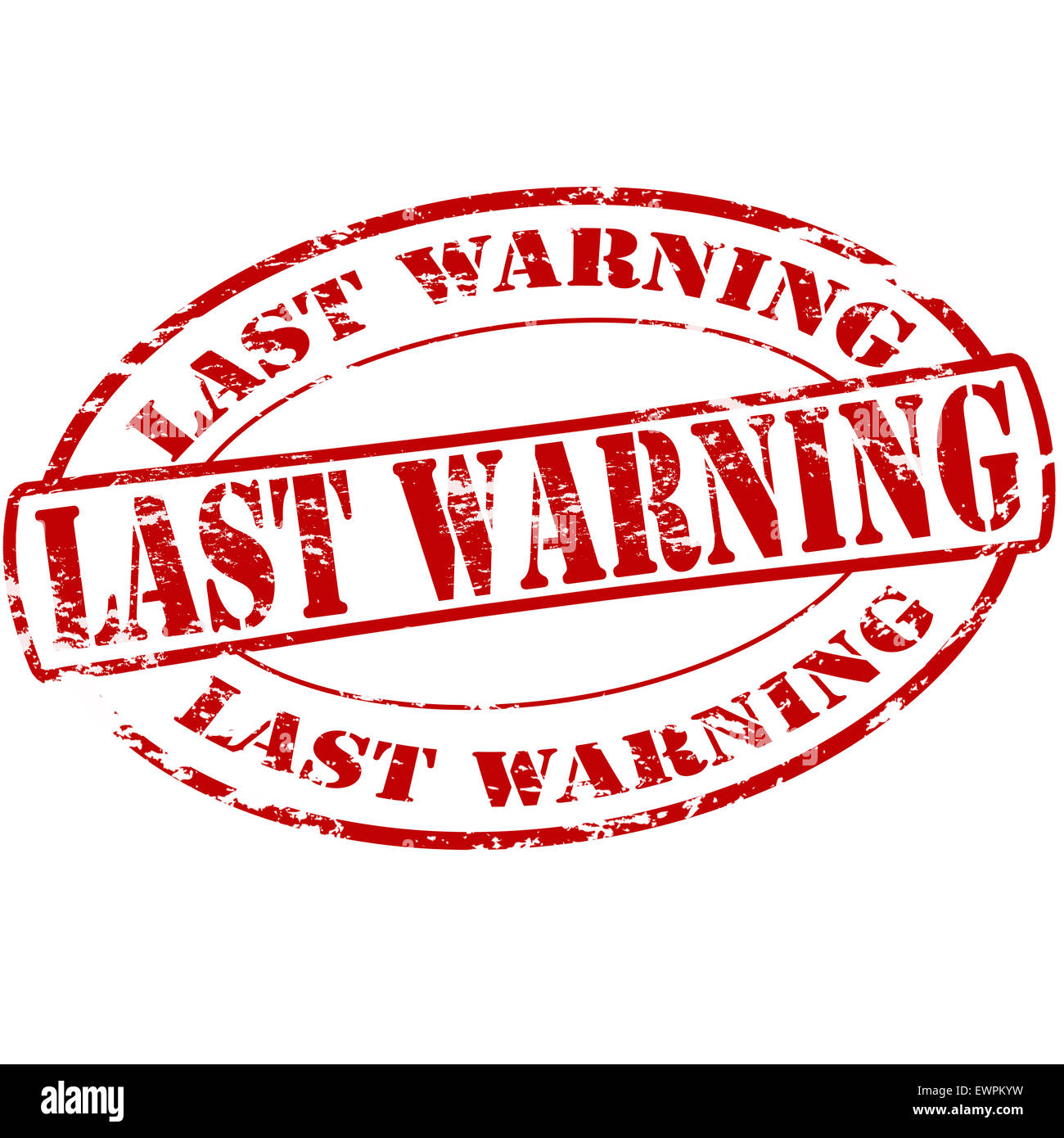 Rubber stamp with text last warning inside, illustration Stock Photo