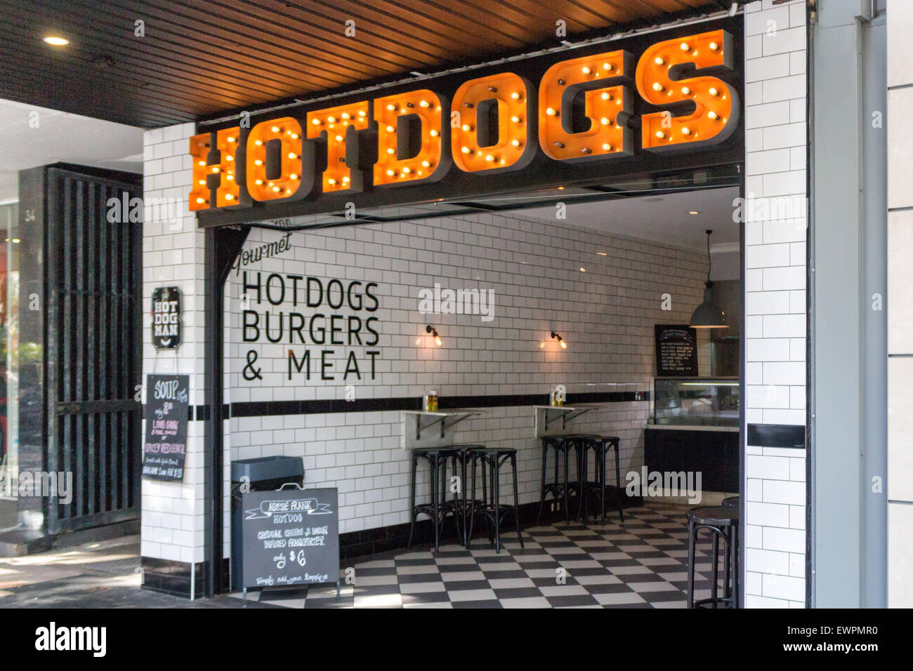 Manly, Australia-June 5th 2015: Hot Dog restaurant near ...
