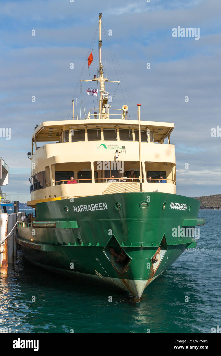 Manly, Australia-June 5th 2015: The Manly Ferry, Narrabeen at Manly Wharf. Thousands of commuters use the ferry each day. Stock Photo
