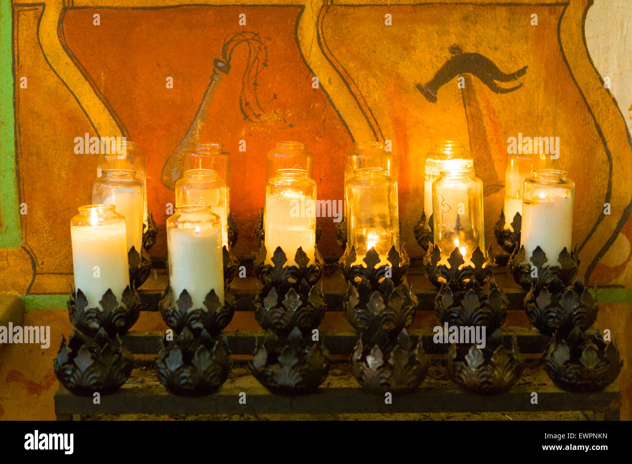 Devotional prayer candles Stock Photo Alamy