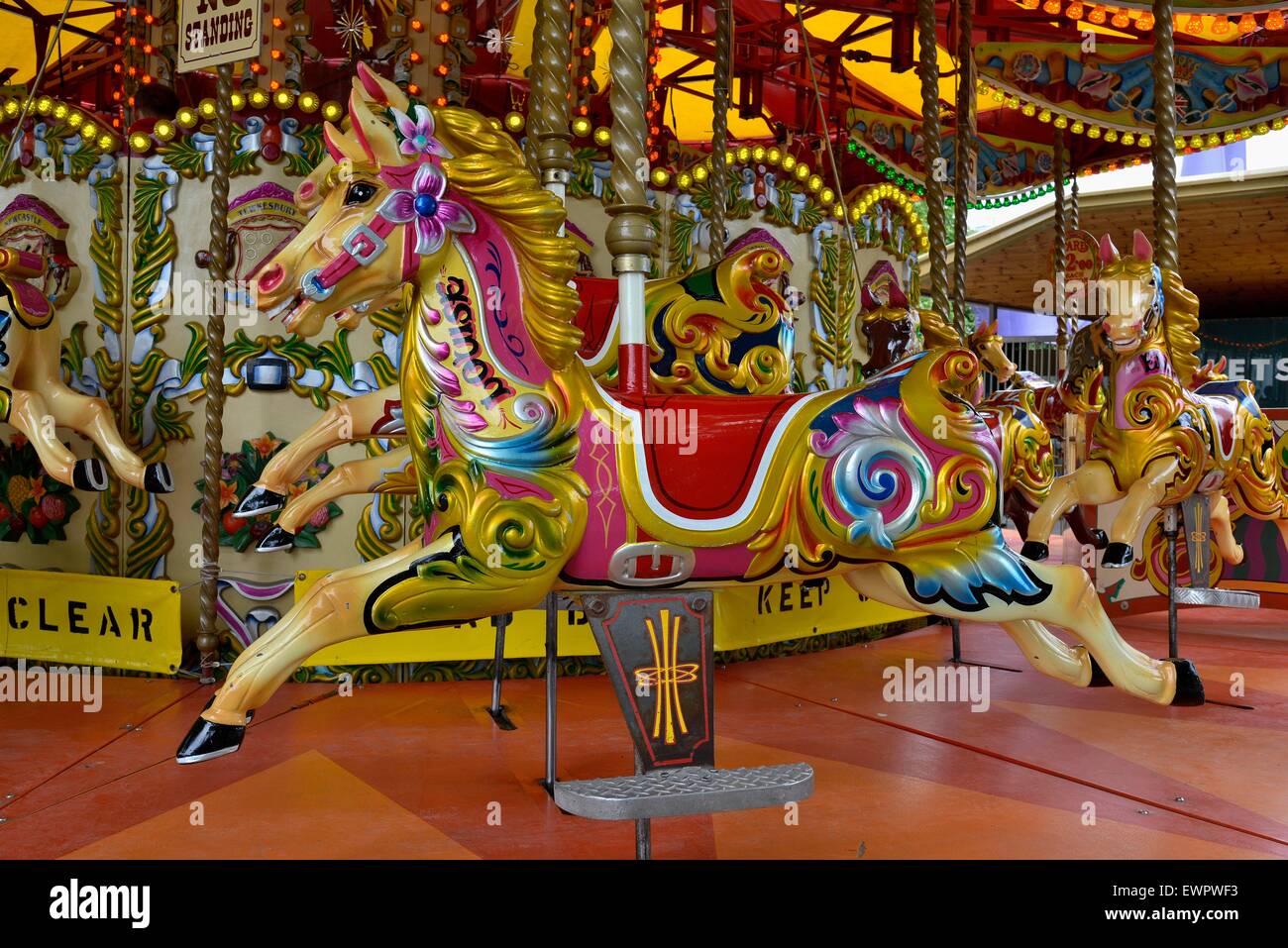 Colourful painted horse in a carousel, London, England, United Kingdom Stock Photo