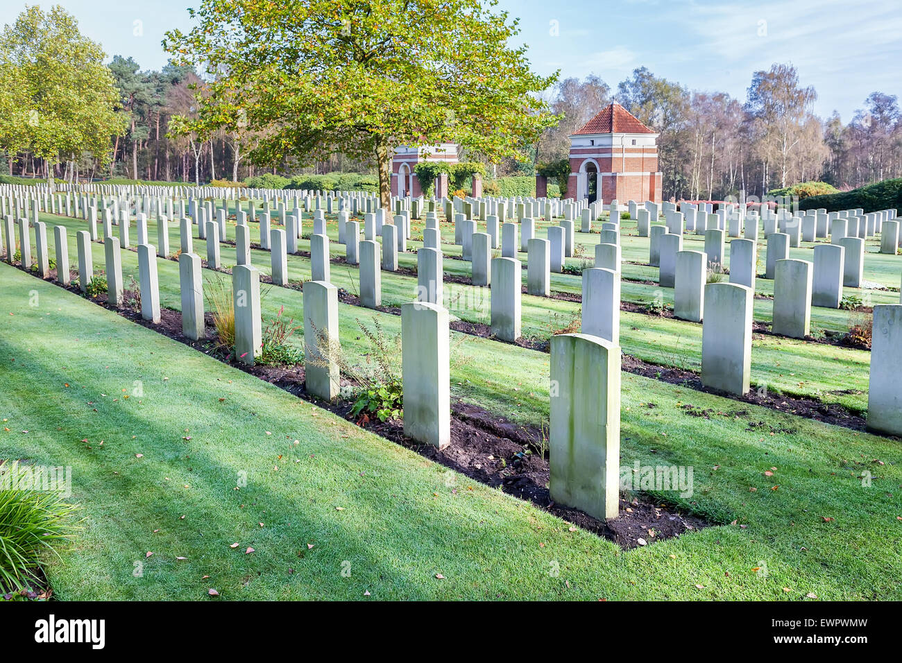 Canadian war cemetery with graves of casualties in Holland Stock Photo