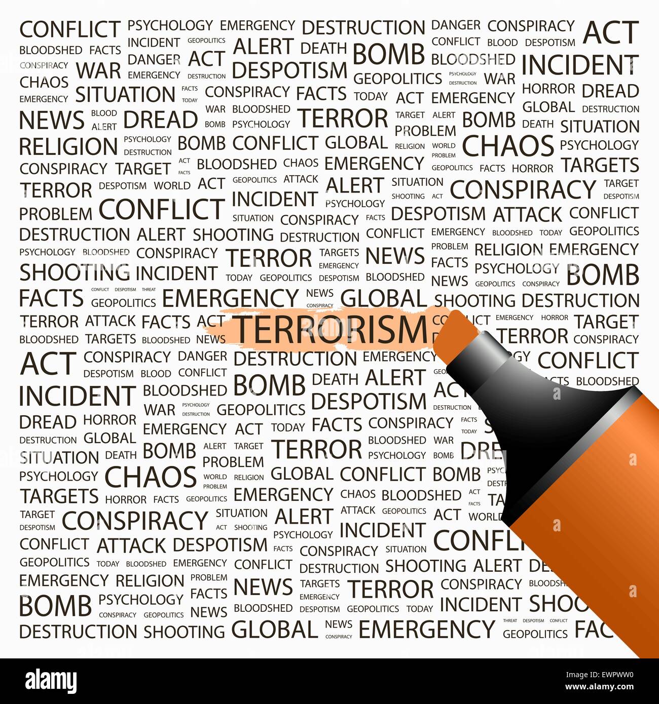 TERRORISM. Word cloud illustration. Tag cloud concept collage Stock